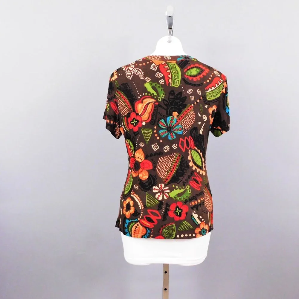 Choices Women Shirt Brown Multicolor M - Picture 3 of 4